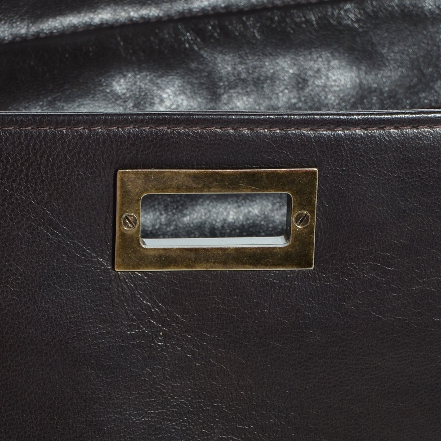 Lambskin Horizontal Quilt Jumbo Mademoiselle Flap Dark Brown