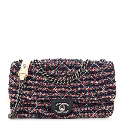 Chanel Tweed Quilted Medium Single Flap Blue Multicolor 1 of 10