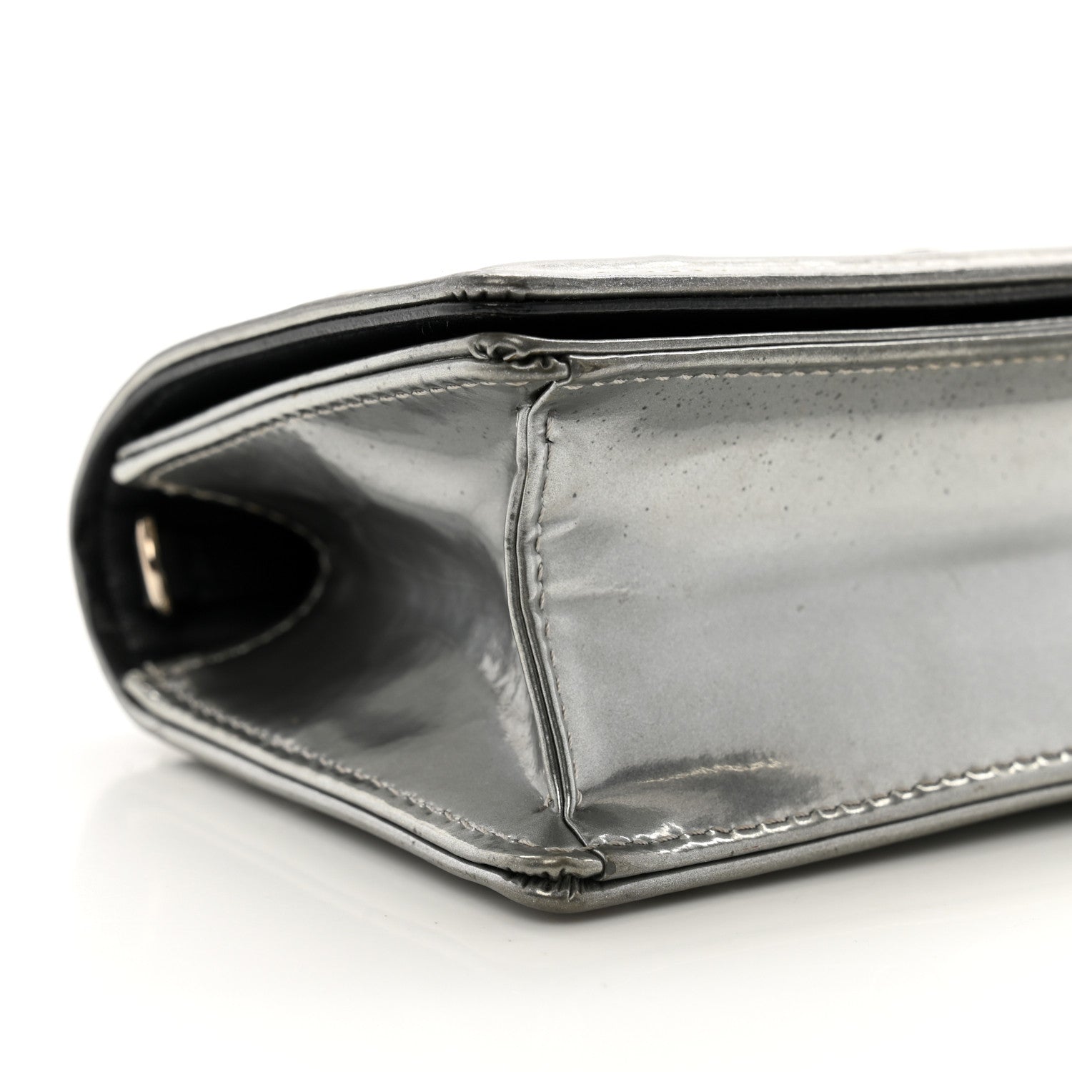 Christian Dior Metallic Patent Micro-Cannage Baby Diorama Flap Bag Silver 8 of 9