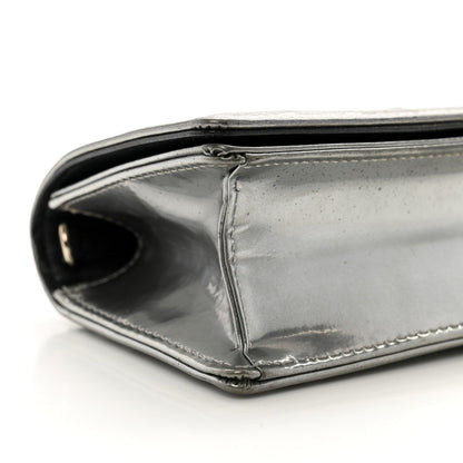 Christian Dior Metallic Patent Micro-Cannage Baby Diorama Flap Bag Silver 8 of 9