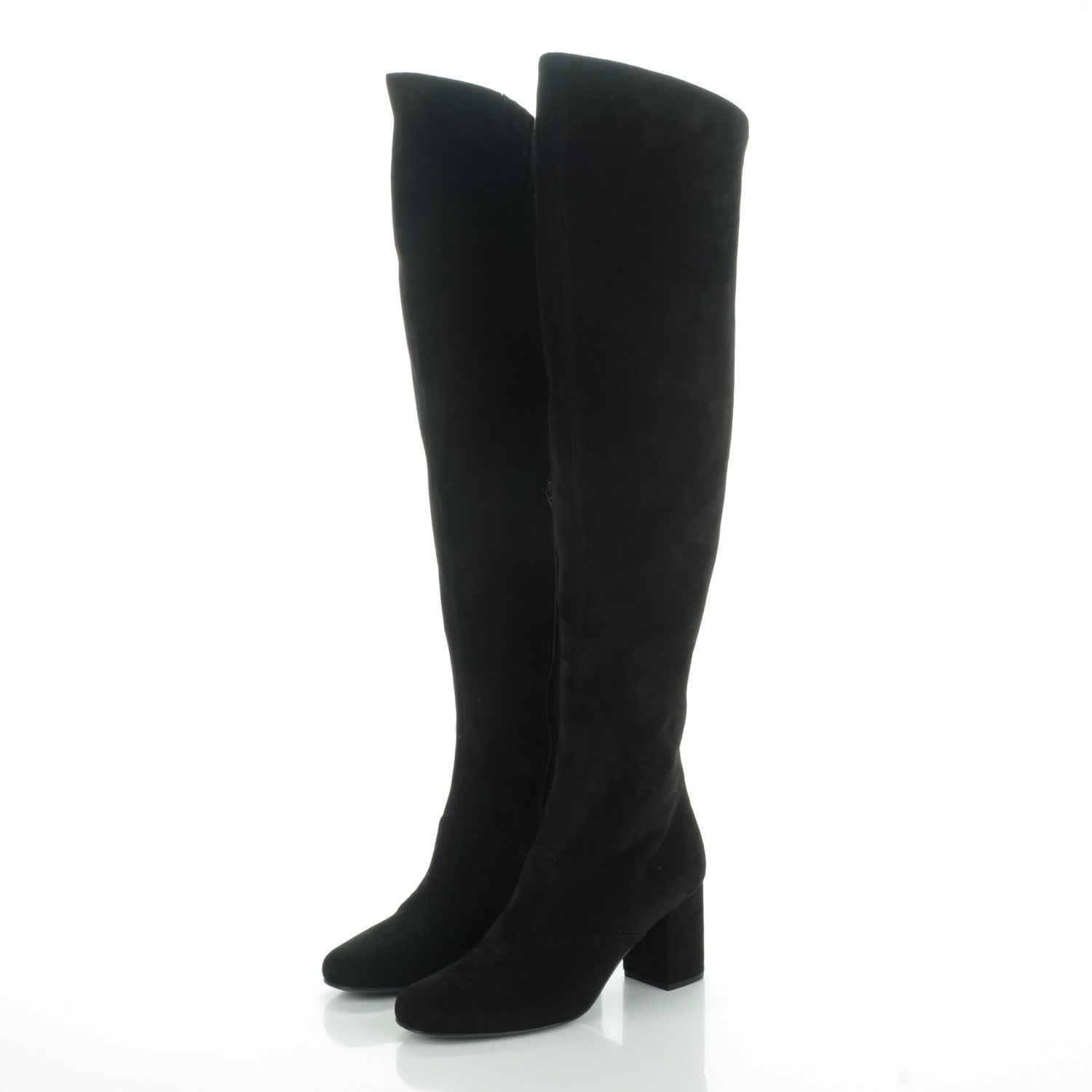 Saint Laurent Suede Babies Over The Knee Boots 37.5 Black 3 of 7