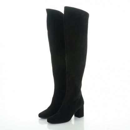 Saint Laurent Suede Babies Over The Knee Boots 37.5 Black 3 of 7