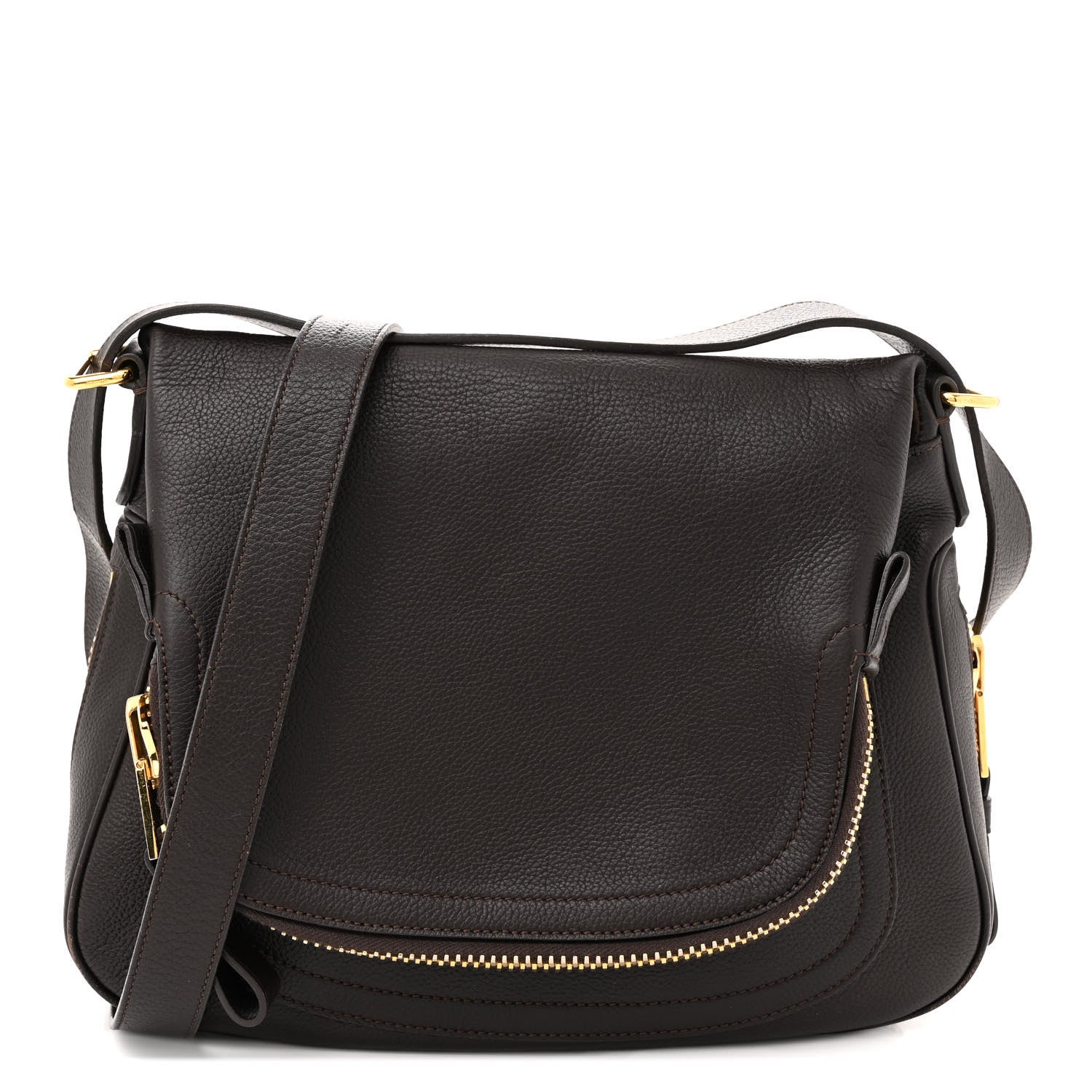 Tom Ford Pebbled Calfskin Medium Jennifer Dark Brown 1 of 15