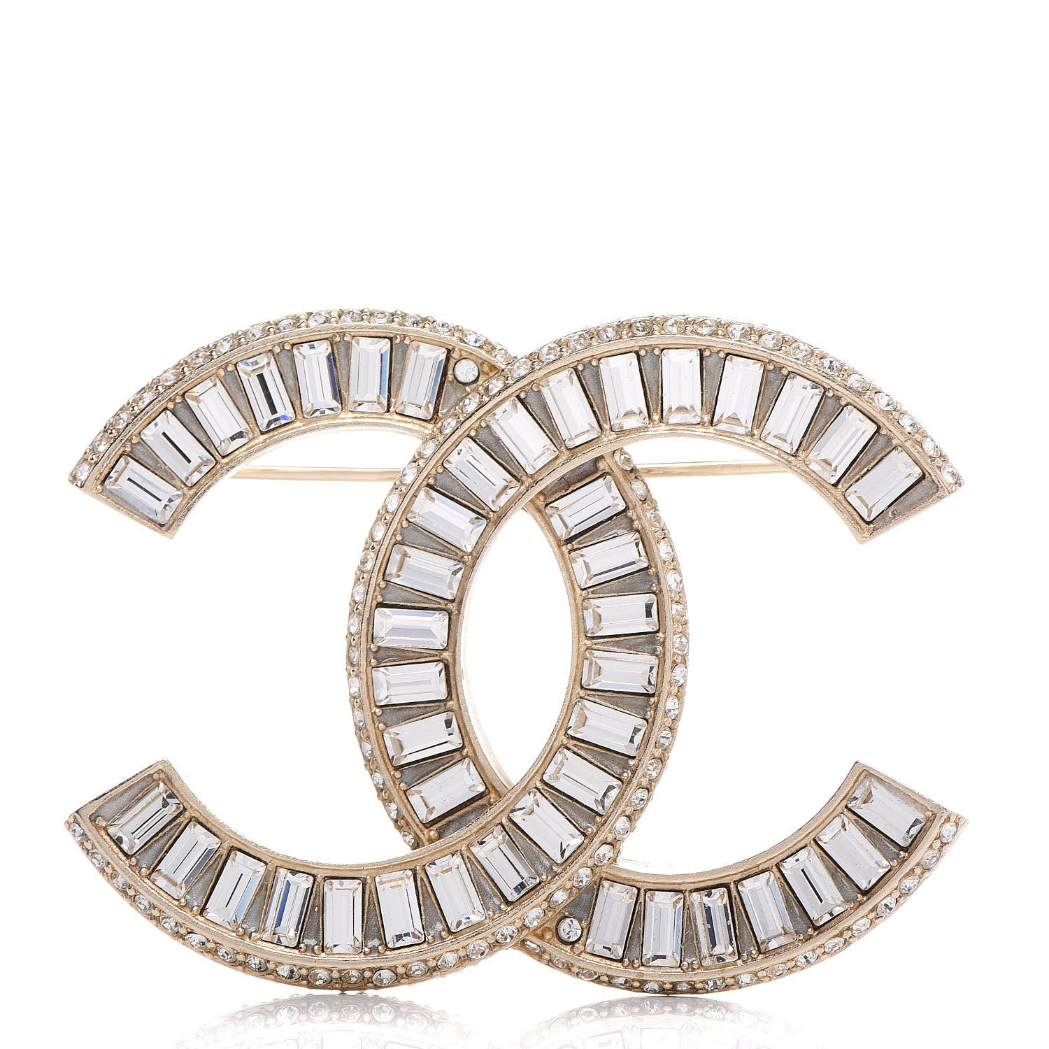 Chanel Baguette Crystal CC Brooch Gold 1 of 5