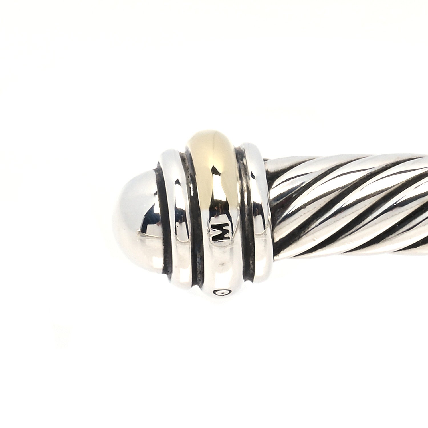 David Yurman Sterling Silver 18K Yellow Gold 4mm Cable Classics Bracelet 4 of 5