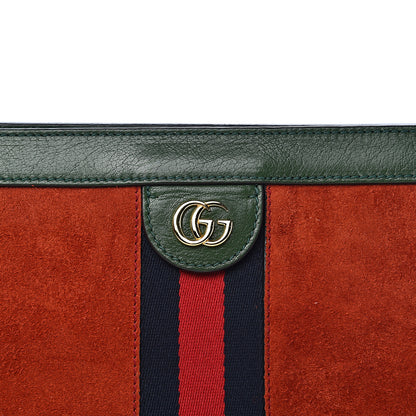 Gucci Suede Calfskin GG Web Small Ophidia Chain Shoulder Bag Brown Red Green 12 of 12