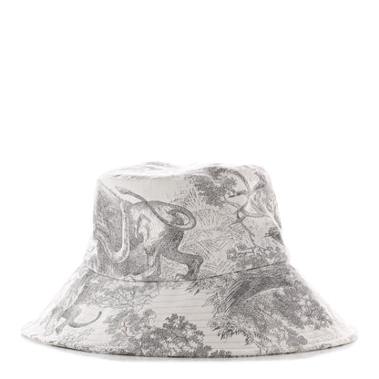 Christian Dior Cotton Dioriviera Toile De Jouy Bob Brim Bucket Hat 57 Gray 1 of 10