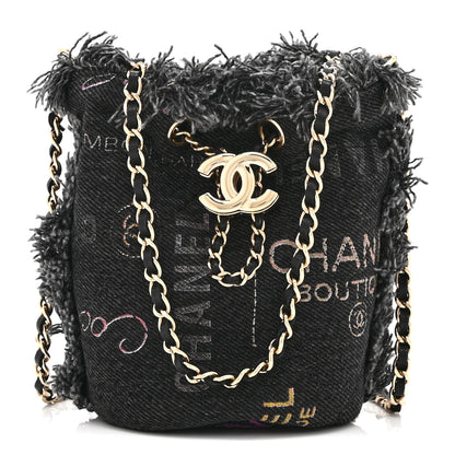 Chanel Denim Quilted Mood Mini Bucket With Chain Black Multicolor 1 of 10