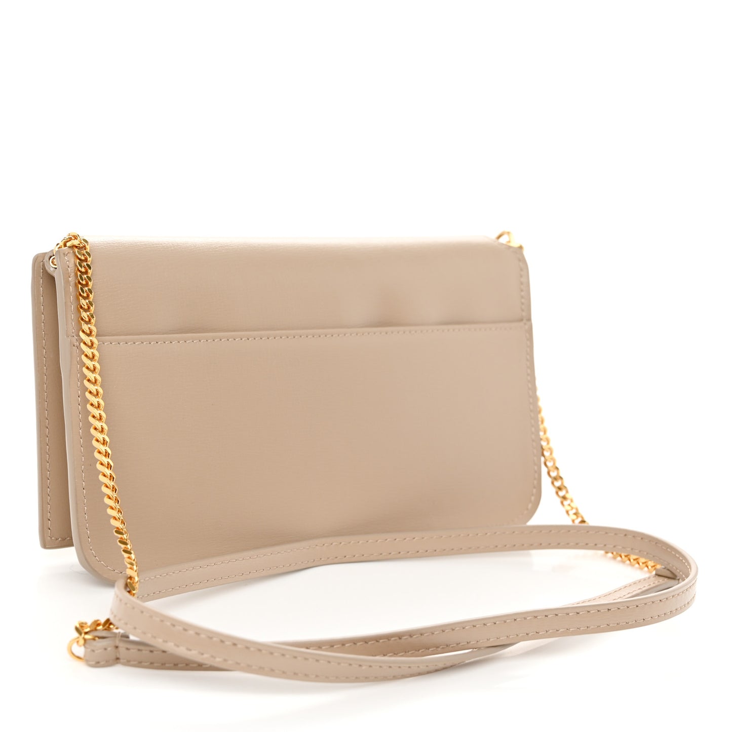 Grained Calfskin Monogram Phone Holder Crossbody Beige