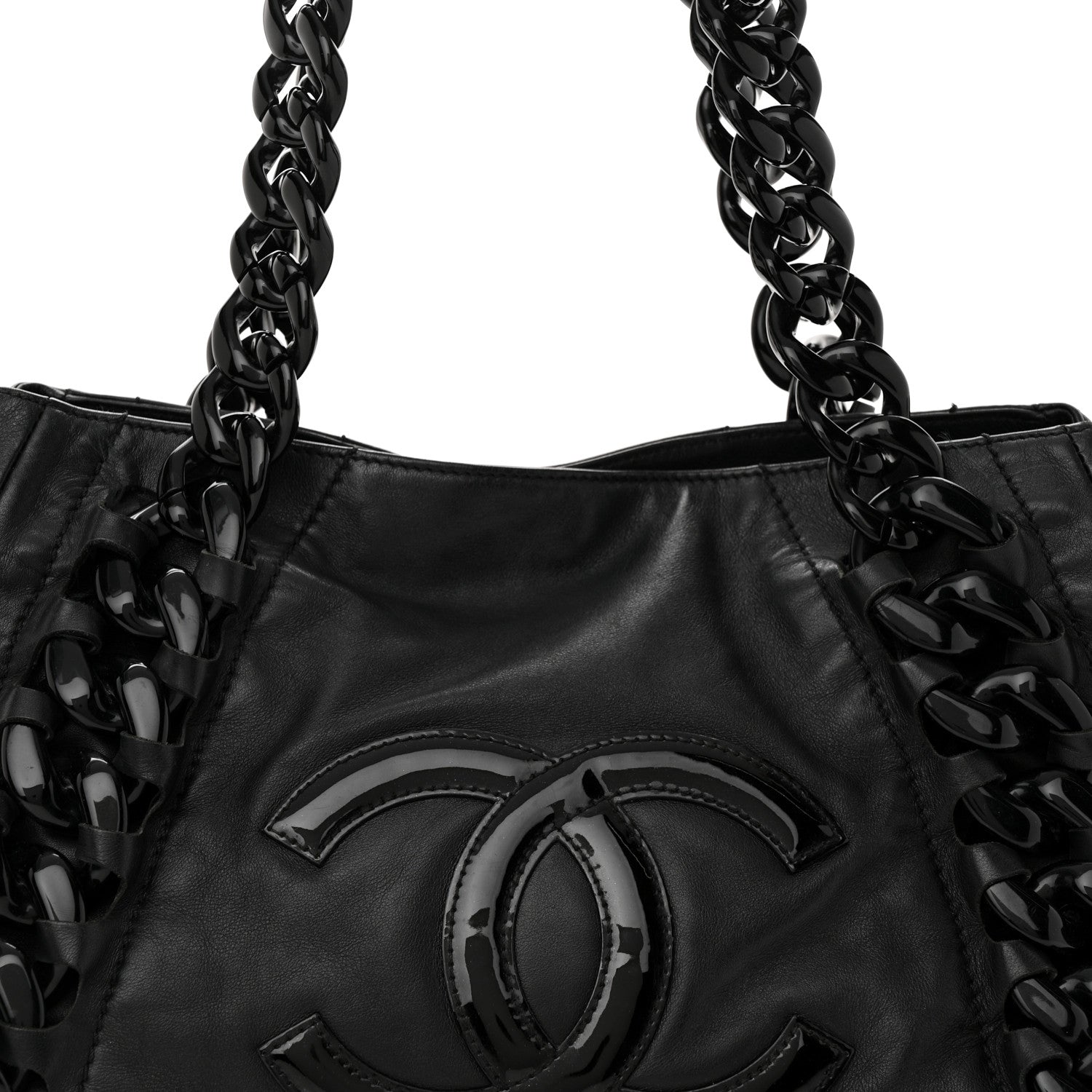 Chanel Calfskin Modern Chain Rhodoid East West Tote Black 8 of 18