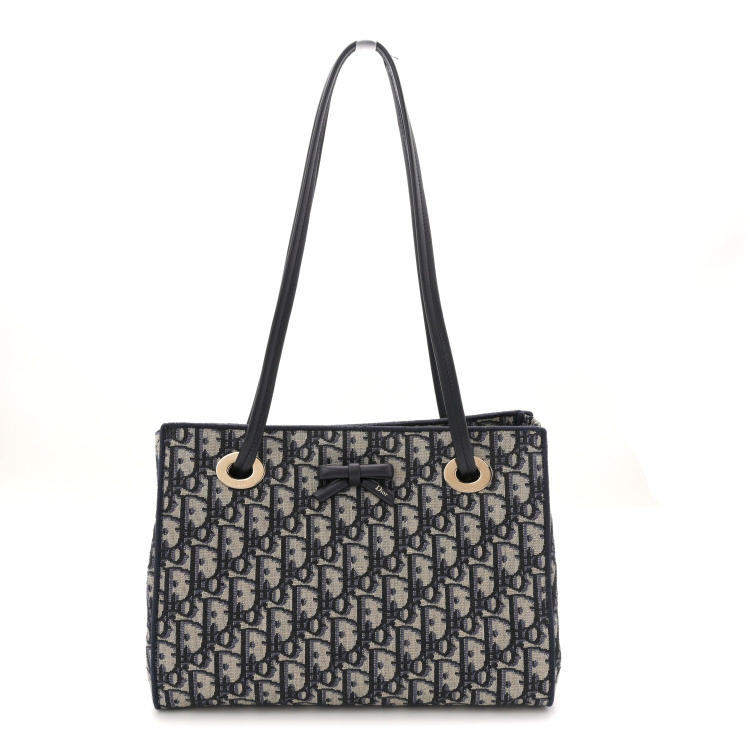 Christian Dior Oblique Small Bow Shopping Tote Blue Multicolor 1 of 13