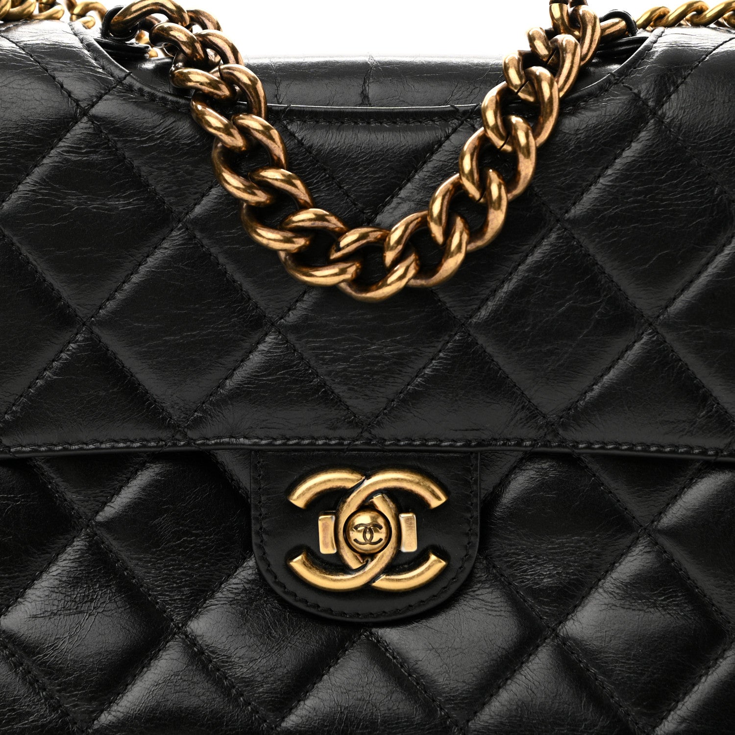 Chanel Glazed Calfskin Quilted Large Perfect Edge Flap Black 8 of 11