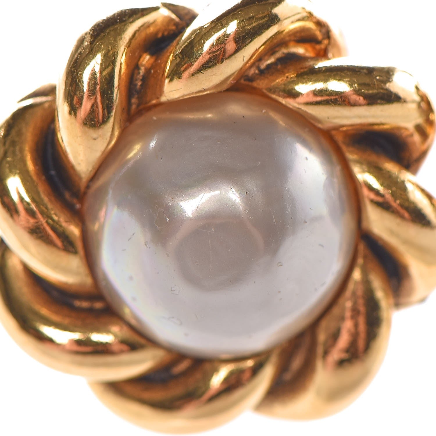 Chanel Pearl CC Clip On Earrings Gold 3 of 8