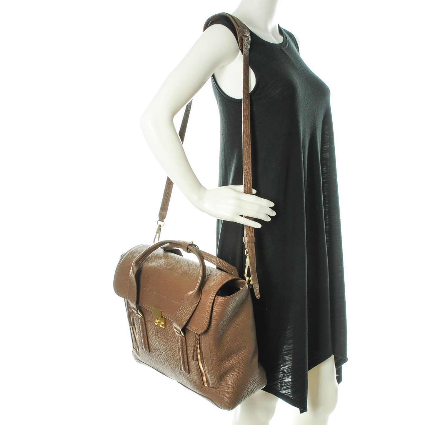 3.1 Textured Calfskin Large Pashli Satchel Taupe