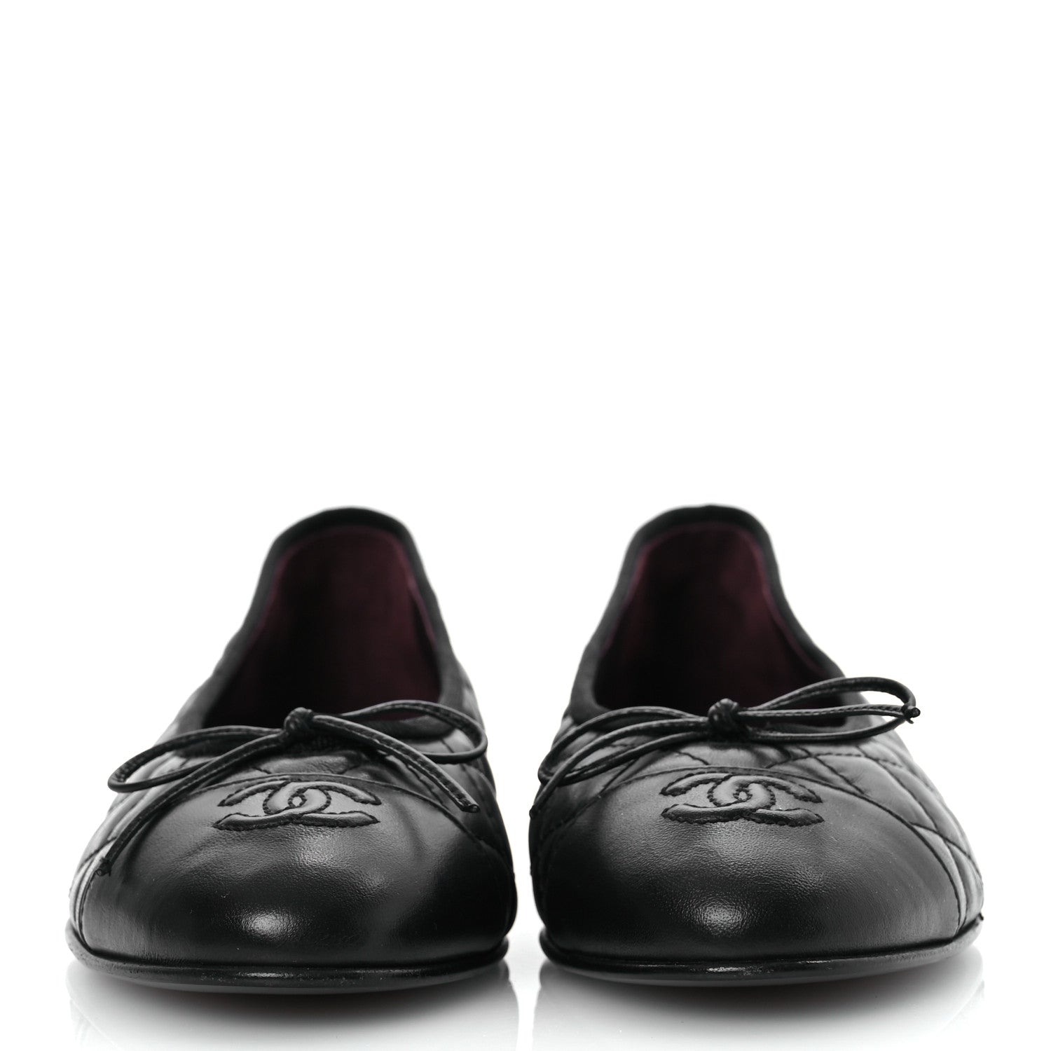 Chanel Aged Calfskin Quilted CC Cap Toe Ballerina Flats 38.5 Black 3 of 11