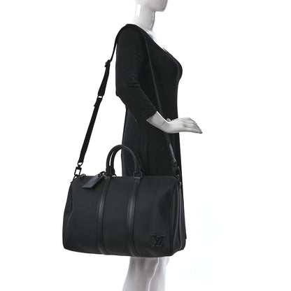 Louis Vuitton Grained Calfskin Aerogram Keepall Bandouliere 40 Black 3 of 10