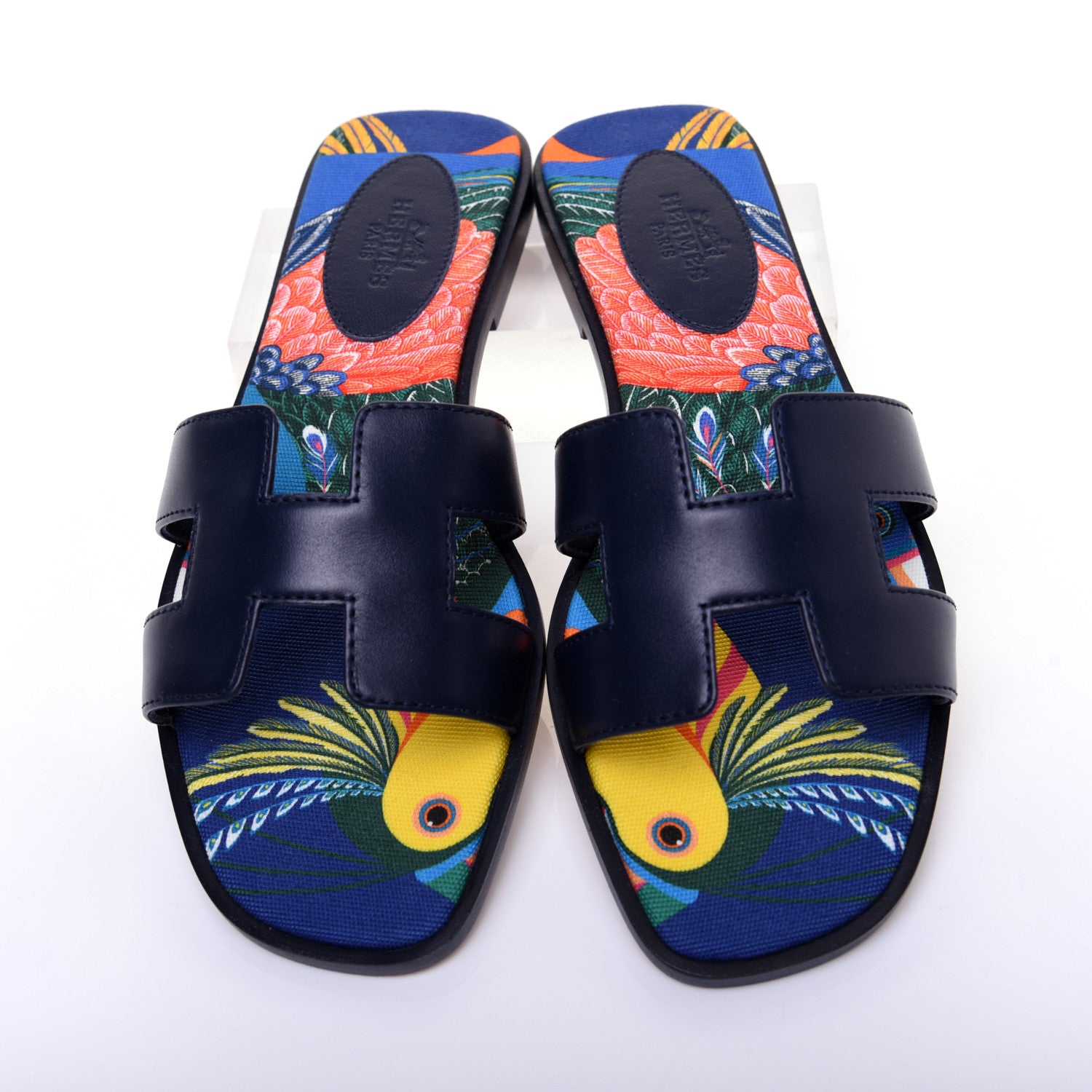 Hermes Calfskin Oran Sandals 36.5 Bleu 9 of 13