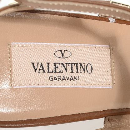 Valentino Garavani Pebbled Calfskin Rockstud Ankle Strap Pumps 38.5 Deep Cuir 6 of 7