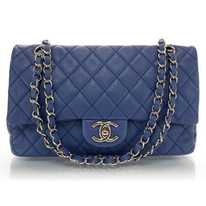 Chanel Washed Caviar Medium Double Flap Blue 1 of 8