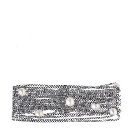 David Yurman Sterling Silver Pearl Sixteen-Row Chain Bracelet 1 of 4
