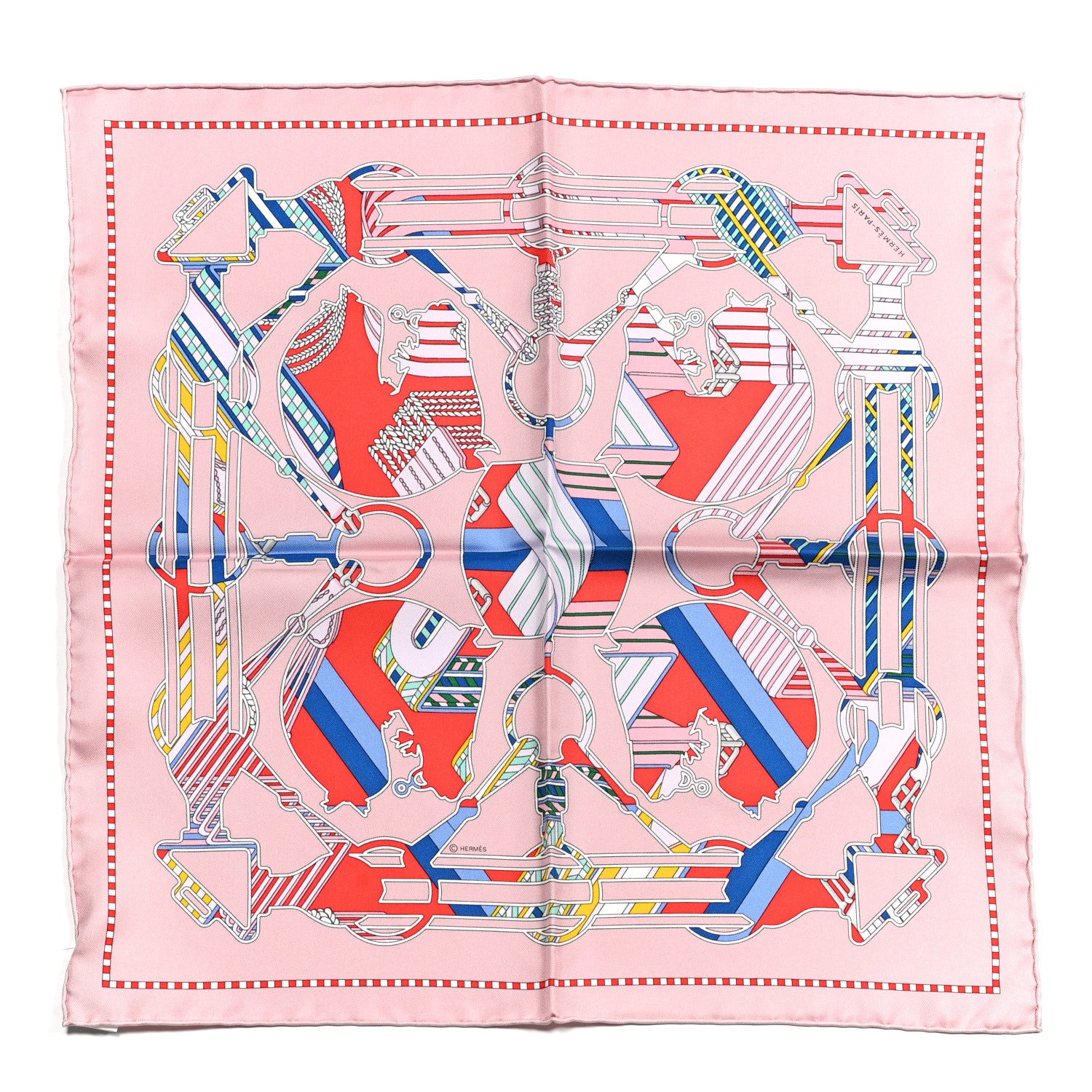 Hermes Silk Tatersale En Zigzag Pocket Square Vieux Rose Rouge 1 of 4