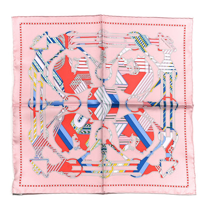 Hermes Silk Tatersale En Zigzag Pocket Square Vieux Rose Rouge 1 of 4