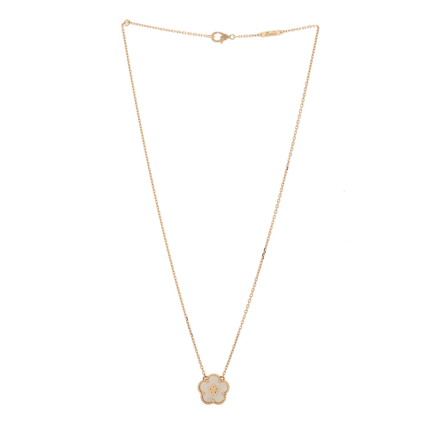 Van Cleef & Arpels 18K Rose Gold Mother of Pearl Lucky Spring Plum Blossom Necklace 3 of 6