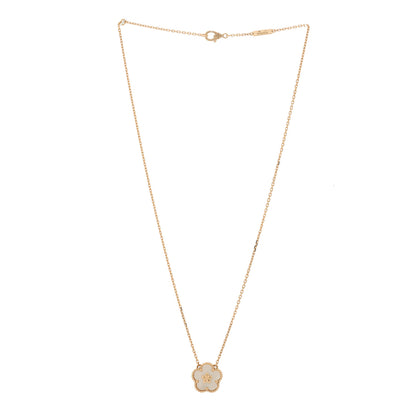 Van Cleef & Arpels 18K Rose Gold Mother of Pearl Lucky Spring Plum Blossom Necklace 3 of 6