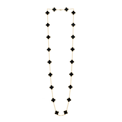 Van Cleef & Arpels 18K Yellow Gold Black Onyx 20 Motifs Vintage Alhambra Necklace 3 of 6