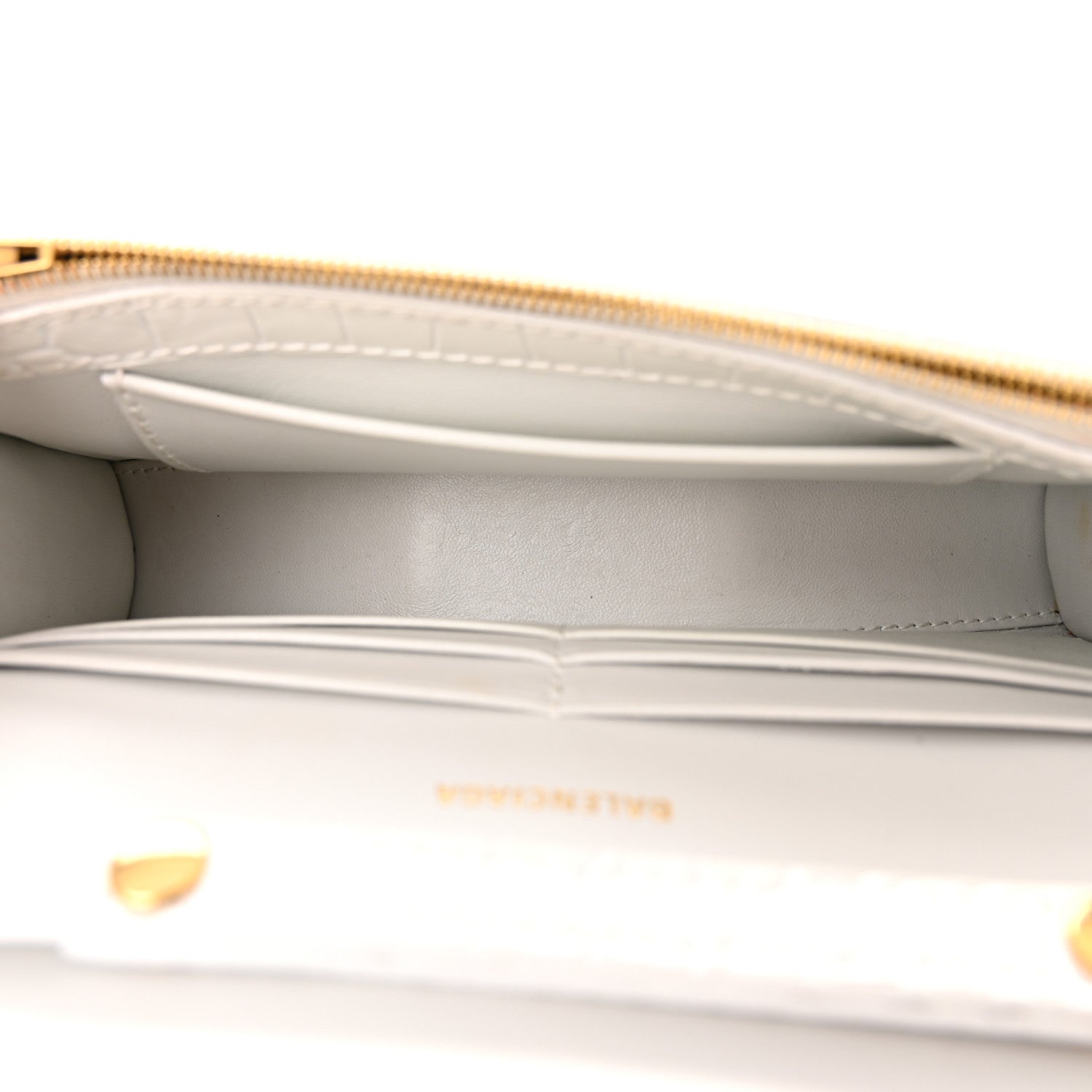 Balenciaga Shiny Calfskin Crocodile Embossed Hourglass Chain Bag White 5 of 10