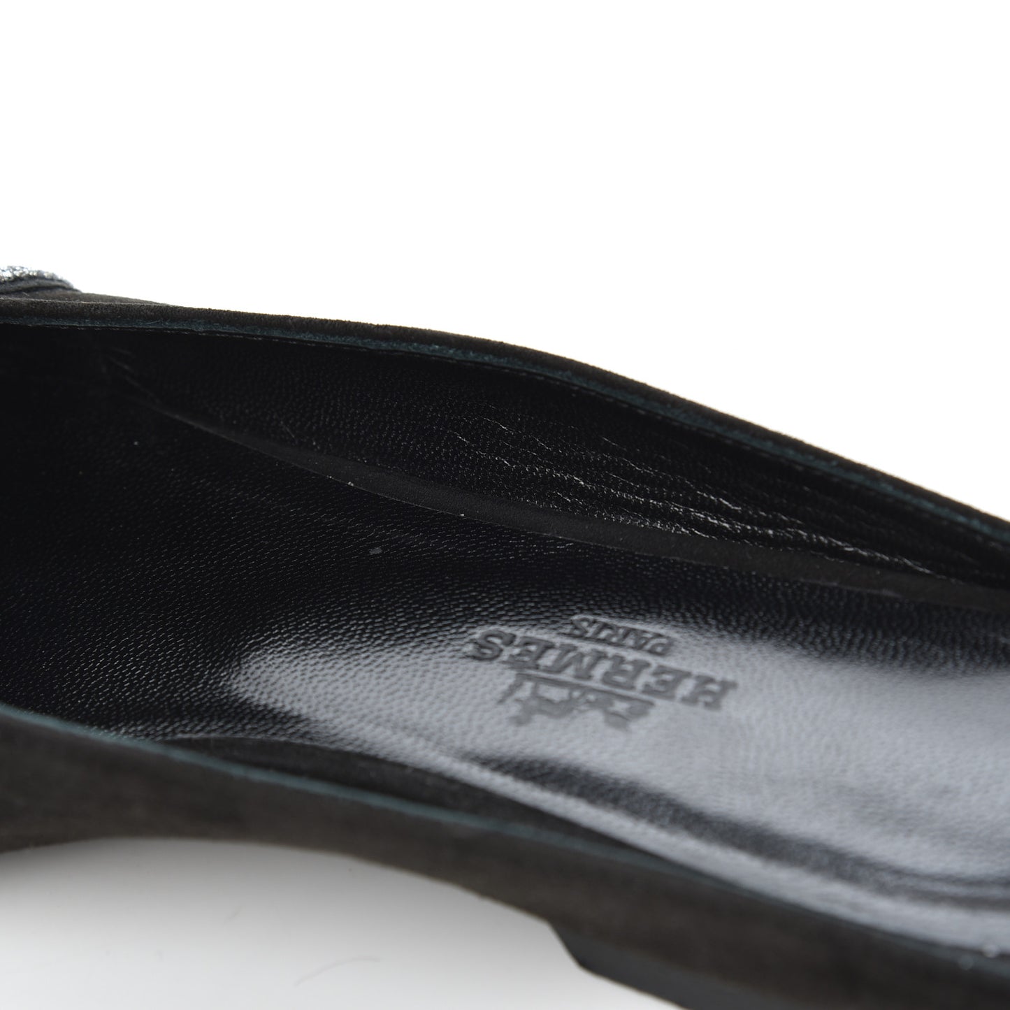 Suede Goatskin Crystal Roxane Mules 36.5 Gris Argente Black