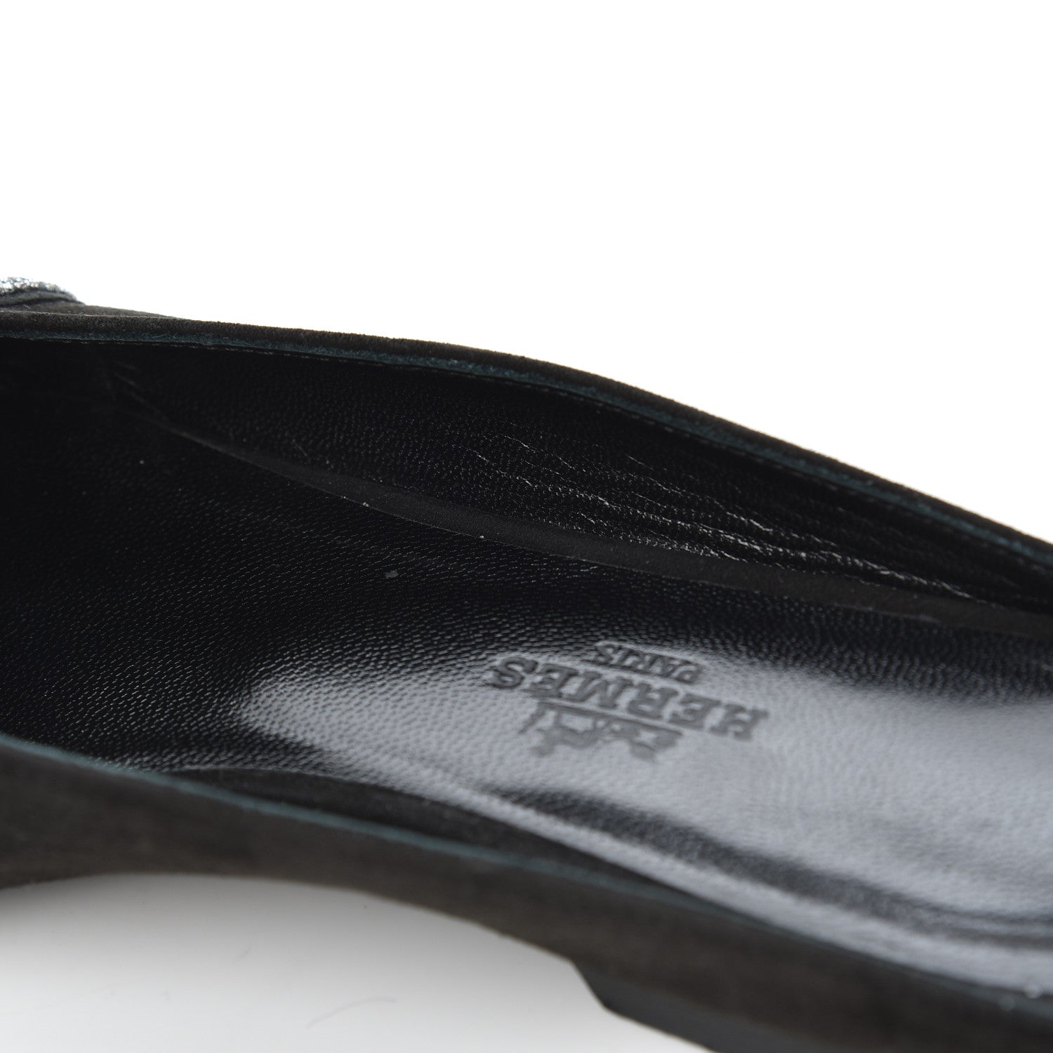 Hermes Suede Goatskin Crystal Roxane Mules 36.5 Gris Argente Black 15 of 15