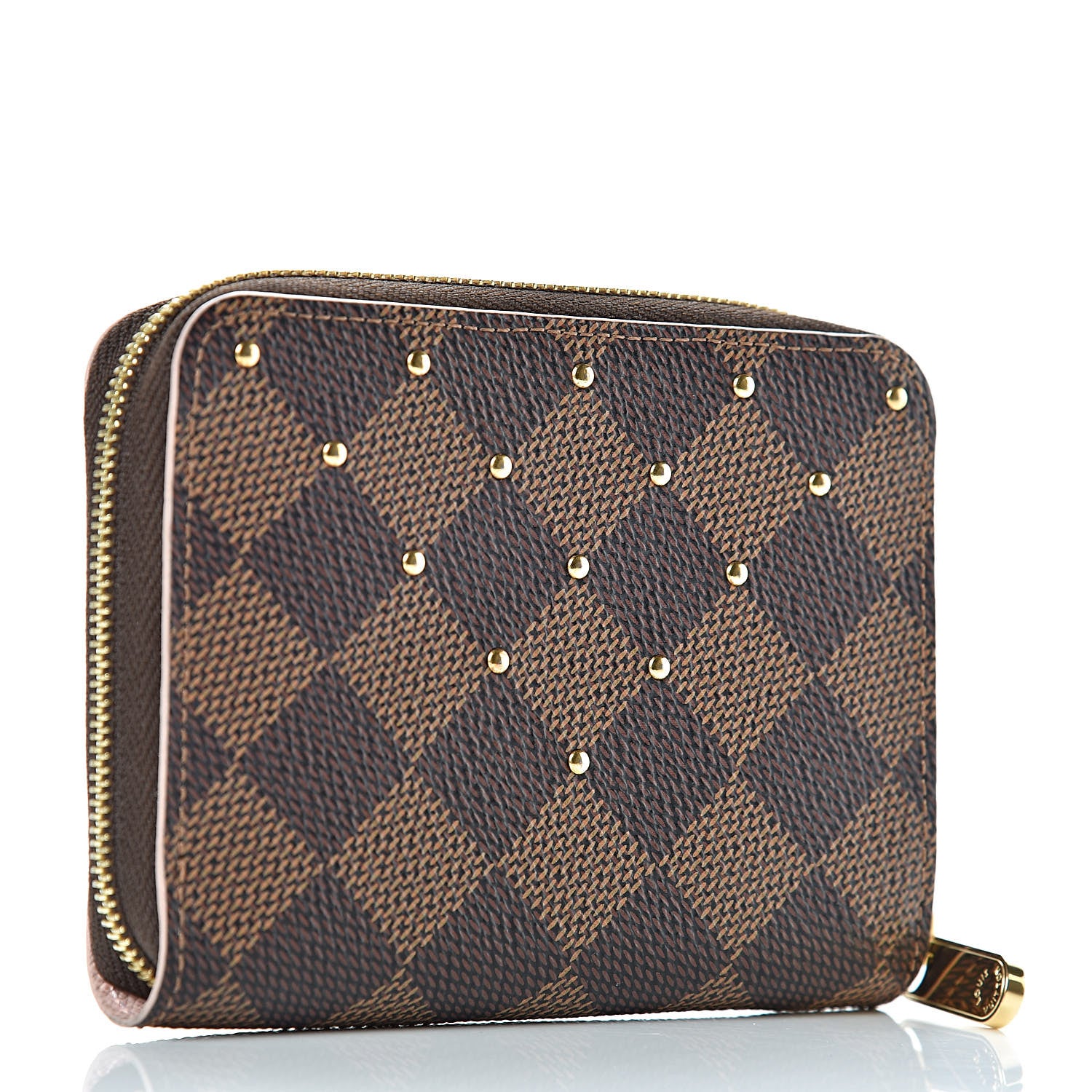 Louis Vuitton Damier Ebene Studded Coin Purse Rose Ballerine 3 of 7