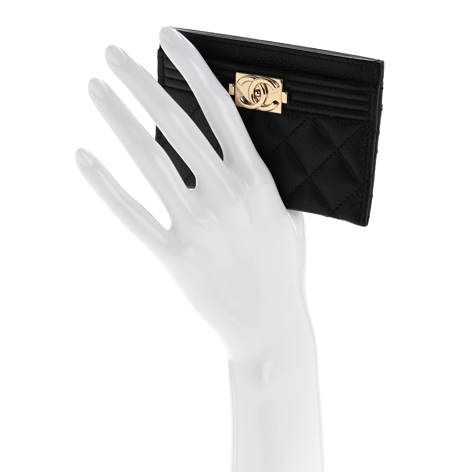 Chanel Caviar Quilted Boy Card Holder Black 2 of 8