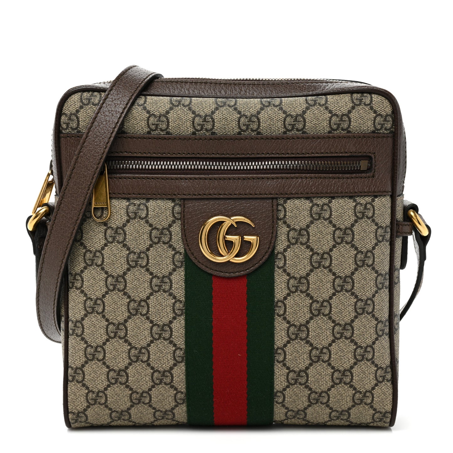 GG Supreme Monogram Web Small Ophidia Messenger Bag Brown