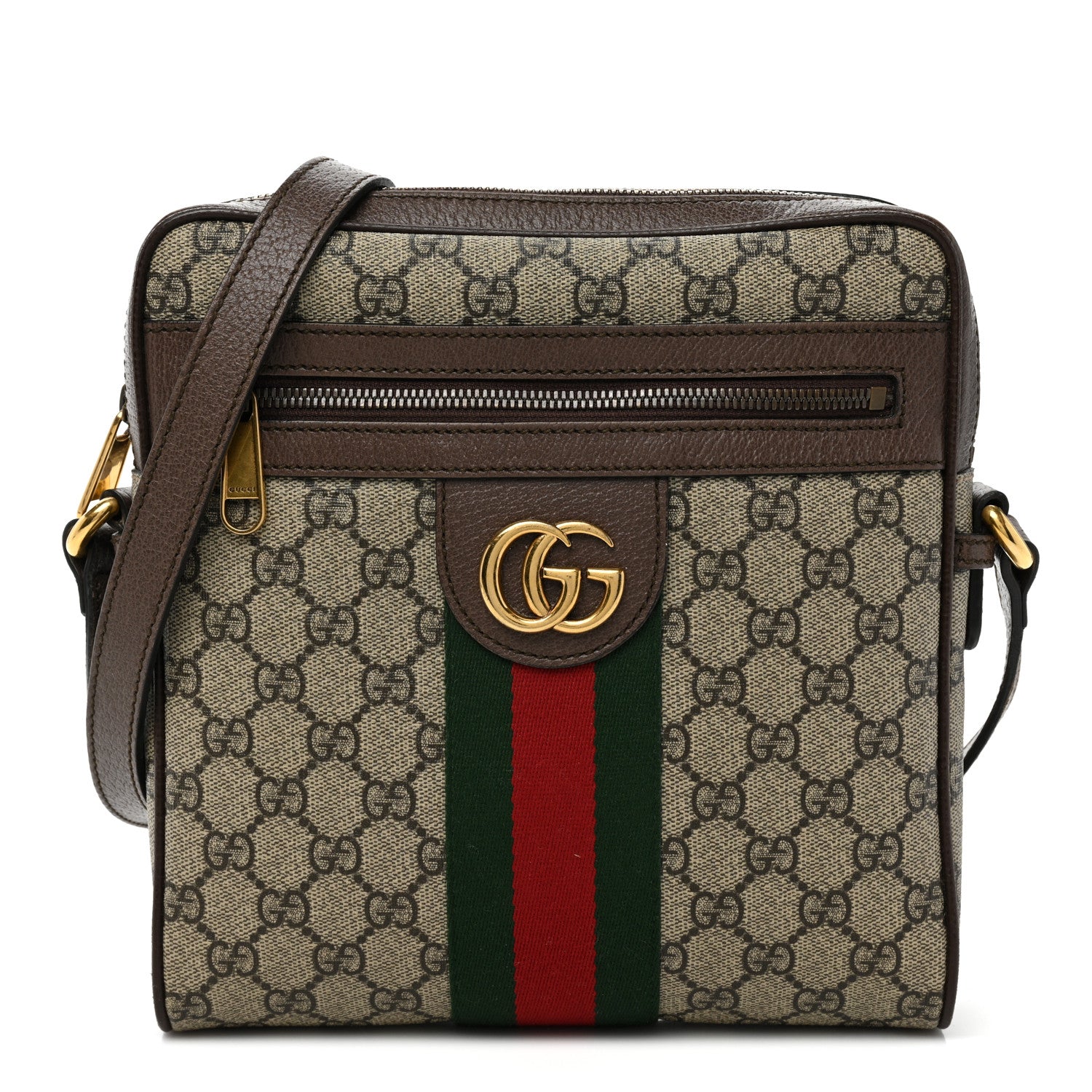 Gucci GG Supreme Monogram Web Small Ophidia Messenger Bag Brown 1 of 9