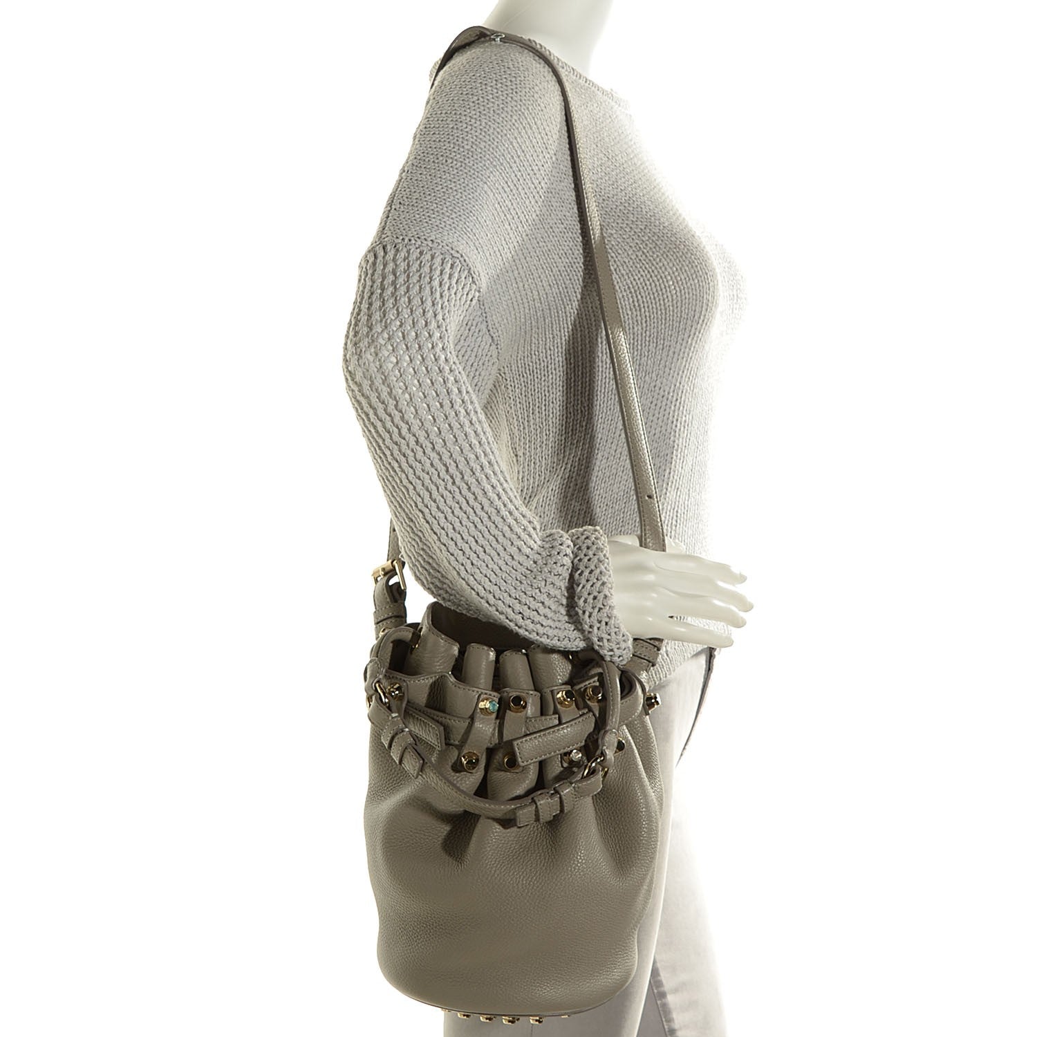 Alexander Wang Pebbled Lambskin Diego Bucket Bag Oyster 2 of 6