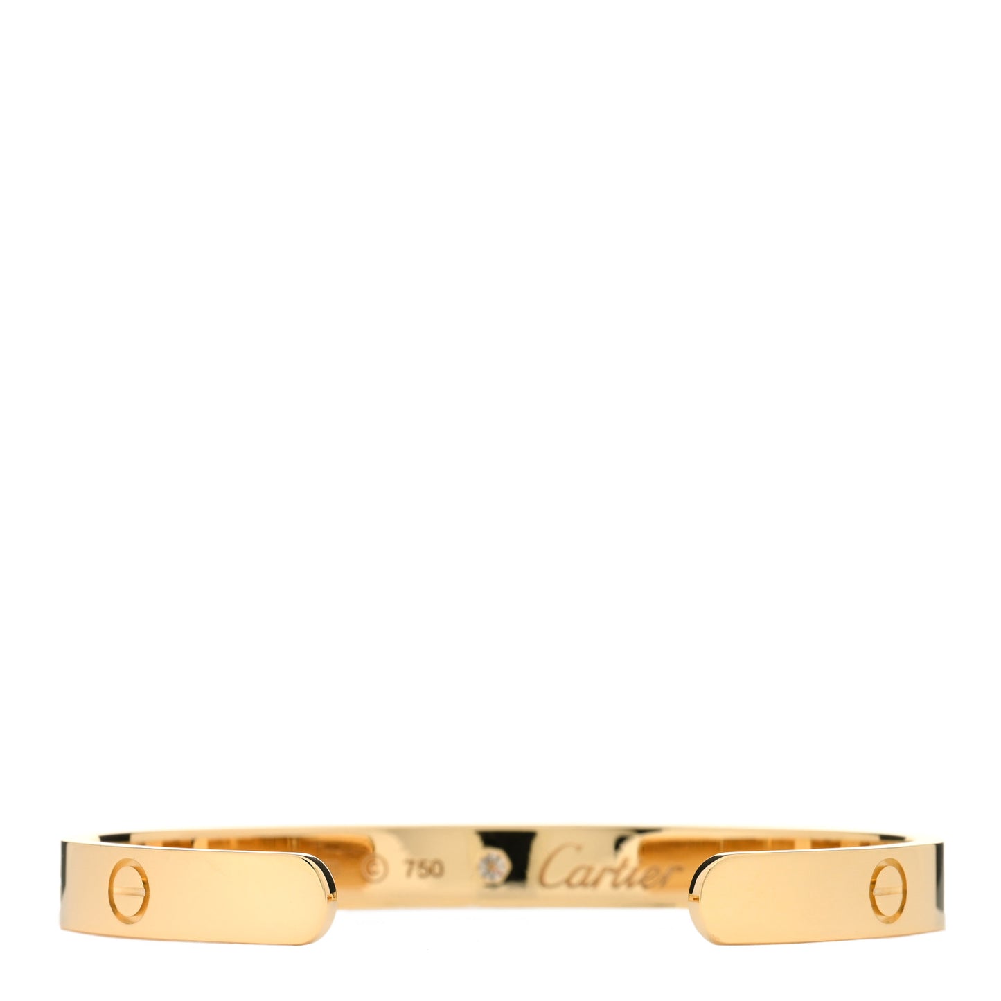 18K Yellow Gold 1 Diamond LOVE Cuff Bracelet 17