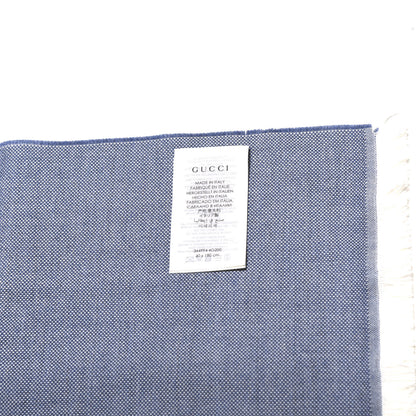 Gucci Wool GG Monogram HalfGG Fringe Scarf Ivory Sky Blue 4 of 4