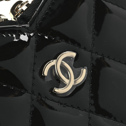 Chanel Patent Calfskin Resin Quilted CC Heart Clutch With Chain Black 21 of 21