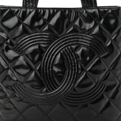 Chanel Patent Quilted Expandable CC Shoping Tote Black 8 of 13