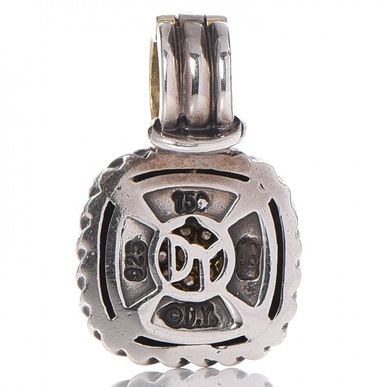 David Yurman Sterling Silver 18K Yellow Gold Diamond 7mm Albion Enhancer Pendant 3 of 3