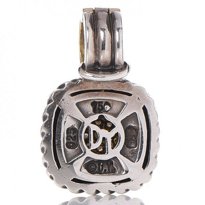 David Yurman Sterling Silver 18K Yellow Gold Diamond 7mm Albion Enhancer Pendant 3 of 3