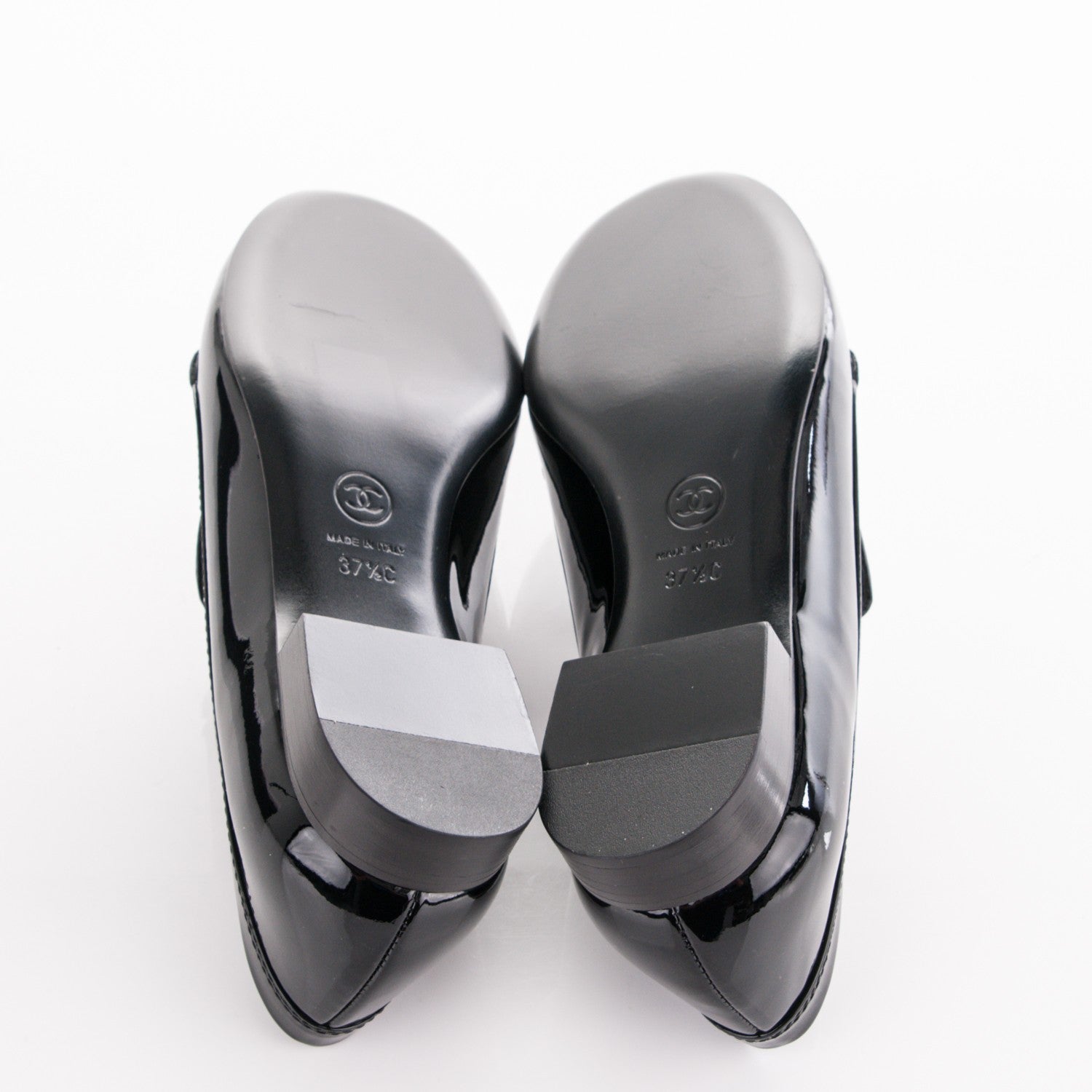 Chanel Patent Chain Loafers 37.5 Black 5 of 8