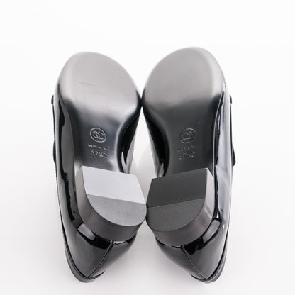 Chanel Patent Chain Loafers 37.5 Black 5 of 8