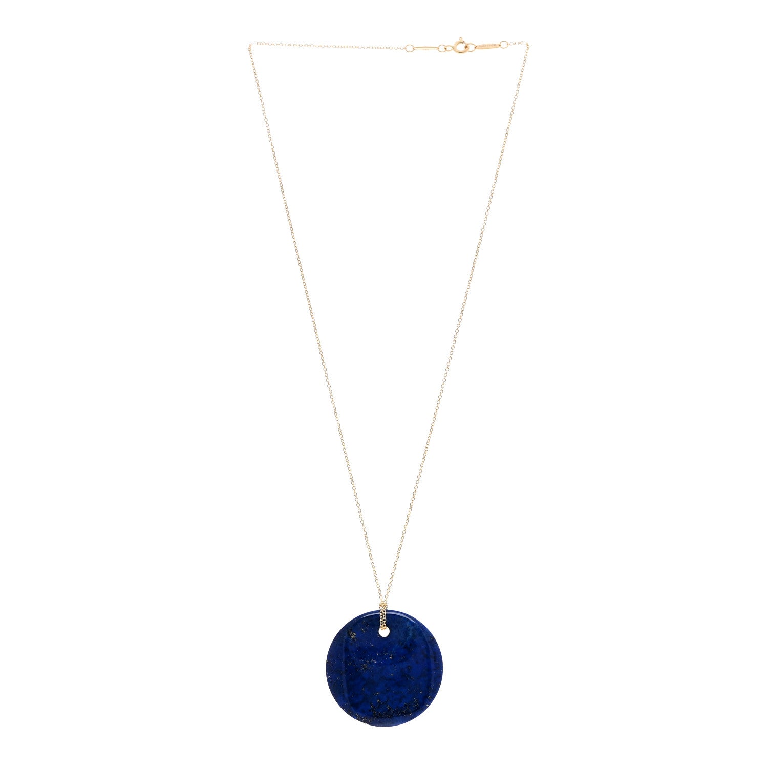Tiffany 18K Yellow Gold Lapis Lazuli Elsa Peretti Round Pendant Necklace 3 of 4