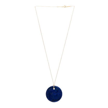 Tiffany 18K Yellow Gold Lapis Lazuli Elsa Peretti Round Pendant Necklace 3 of 4