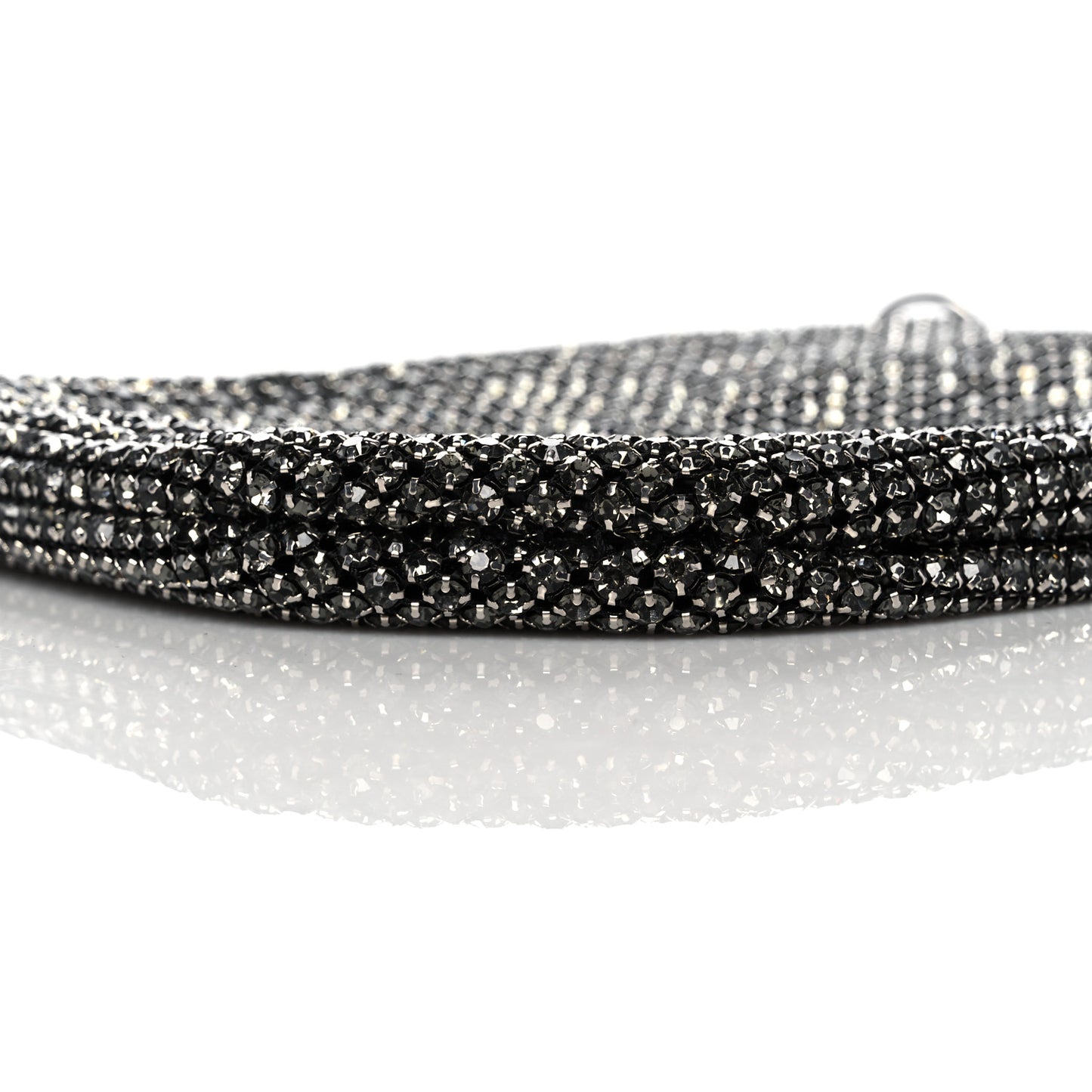 Mesh Crystal Wanglock Fortune Cookie Bag Black