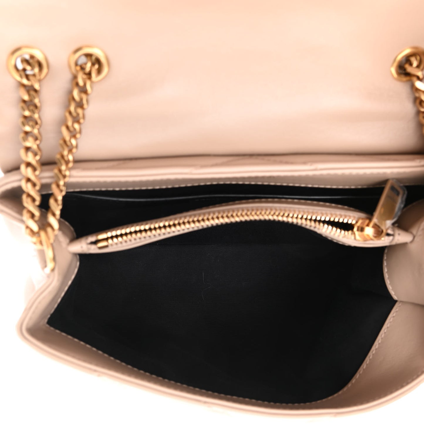 Calfskin Y Quilted Monogram Small Loulou Chain Satchel Dark Beige
