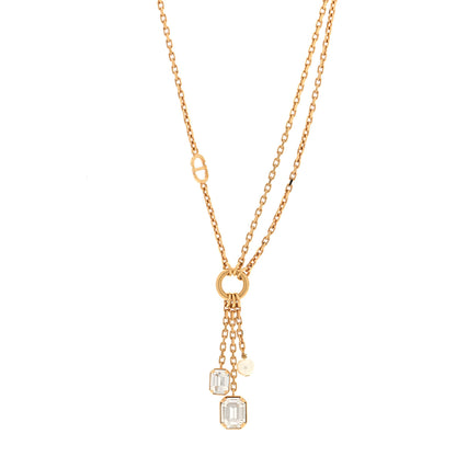 Christian Dior Metal Crystal Petit CD Drop Necklace Gold 1 of 4
